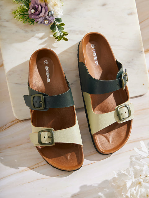 Women Casual Dual Color Open Toe Sandals